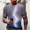 Summer Men's Top Oversized T-Shirt Casual Lightning Cool 3d Digital Print T Shirts for Male Short Sleeve Tee