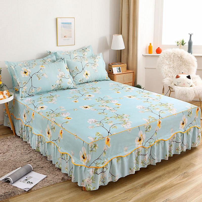 Bed Sheet Lace Skirt Elastic Fitted Double Bedspread Mattress Cover Home Pillowcase Bedding Set Bedsheet