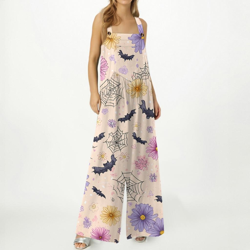 Женский комбинезон с принтом, повседневный свободный комбинезон