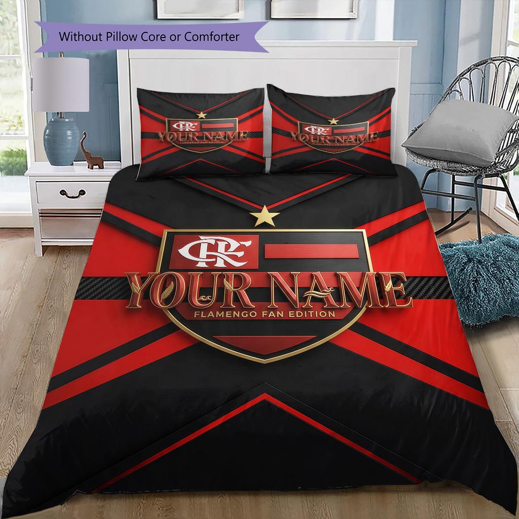 Clube De Regatas Flamengo Custom Name Pattern Bedding Quilt Set Quilt Cover Pillowcase Home Birthday Gift(1 * duvet cover + 2 * pillowcase, without co