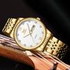 Men's Quartz Business Watch with Calendar, Day-Date, 40mm Round Face, Stainless Steel, Japanese Movement, Water Resistant Gold