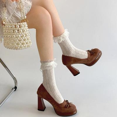 Модные туфли Мэри Джейн с бантом-бабочкой для женщин, модные туфли-лодочки с неглубоким вырезом, лаконичные туфли для платья на толстом каблуке, женская обувь