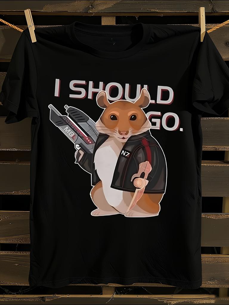 Mass Effect Space Hamster T-Shirt Mens Tshirt Womens Tshirts with Letters Print Short Sleeves T-Shirt Casual Street Tee Shirt Top