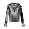 FivePlus Women's Striped Hooded Knit Cardigan