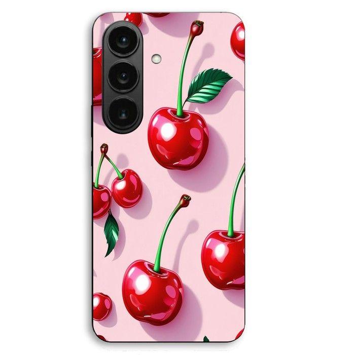 Coque de téléphone - MANIACASE - Samsung Galaxy S26 - Cerise rouge fond rose - Silicone TPU - Souple