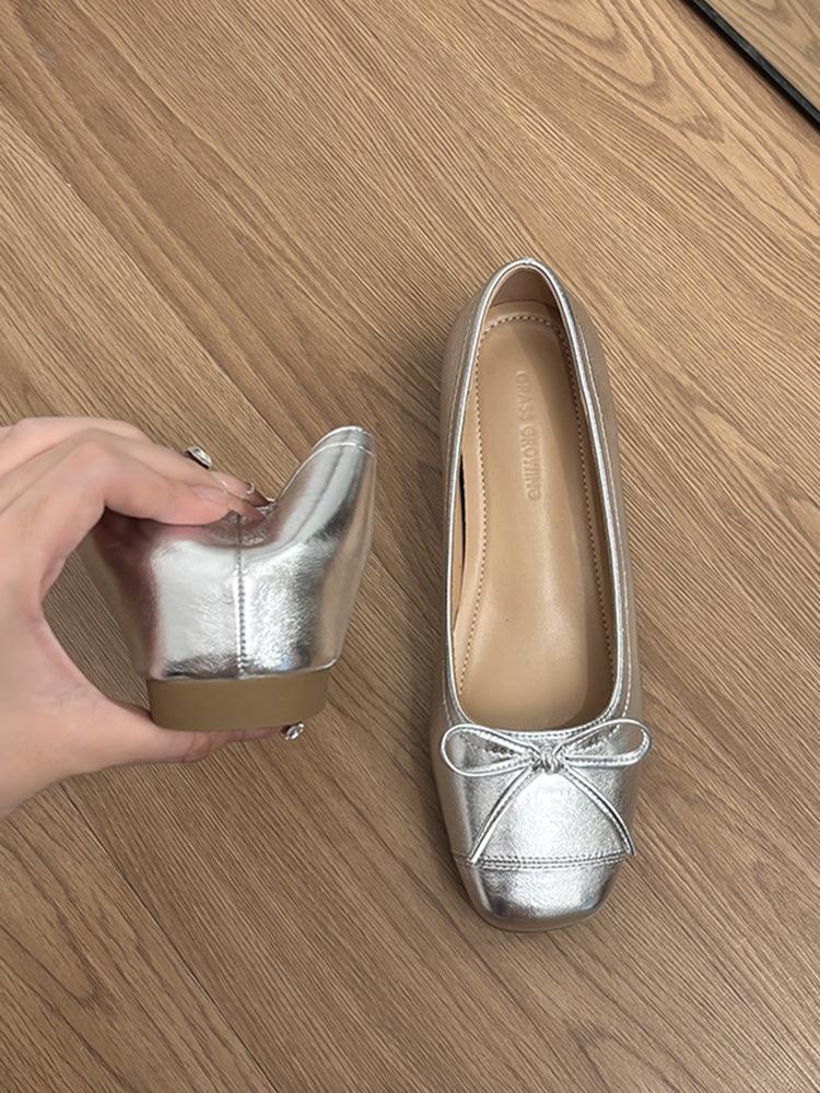 Версия из овчины~ кожаные маленькие туфли Мэри Джейн с внутренней высотой, женские французские ретро туфли-балетки с бантом, одинарные туфли