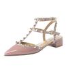 Spring New Rivet Middle Heel Shoes Women's Strap Buckle Thick Heel Sexy Willow Pointed Sandals Women's Shoes