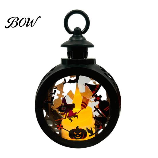 Retro Pocket Watch Lantern Halloween Pumpkin Lantern, LED Electronic Candle Light, Vintage Spooky Silhouette Decor Handheld Decorative Lamp