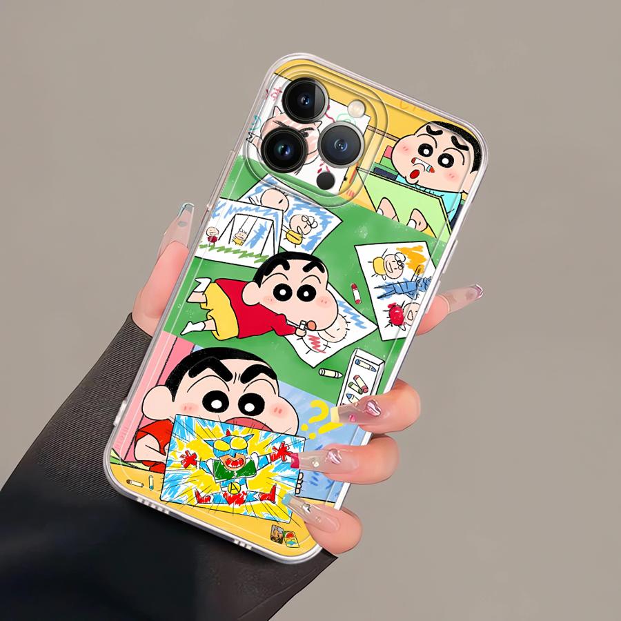 Soft Phone Cover Case for iPhone 17 Pro Max 7 8 15 XR 16 12 Mini 11 XS Max 13 Pro Air 14 Plus Cra-yons Shin-chans Anime