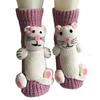 1 Pair Winter Socks 3D Cartoon Animal Socks Knitted Anti-slip Mid-tube Thickened Elastic Keep Warm Floor Socks with Silicone Dot Soles