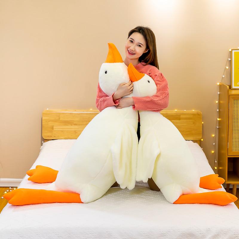 160CM Kids Cute Duck Big White Goose Plush Doll Toy Soft Cushion Baby Sleeping Pillow Stuffed Animal Doll Girl Christmas Toys