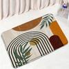 Abstract Mid Century Bath Mat Set Black Line Green Leaf Modern Geometric Boho Home Carpet Bathroom Decor Floor Rugs Toilet Cover