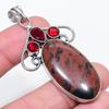 Natural Mahogany Obsidian, Garnet 925 Sterling Silver Jewelry Pendant 2.56" l0C30