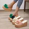 Summer Beach Platform Women Wedge Slippers Appliques Butterfly-knot Female Sandals Clog Shoes Women Slippers