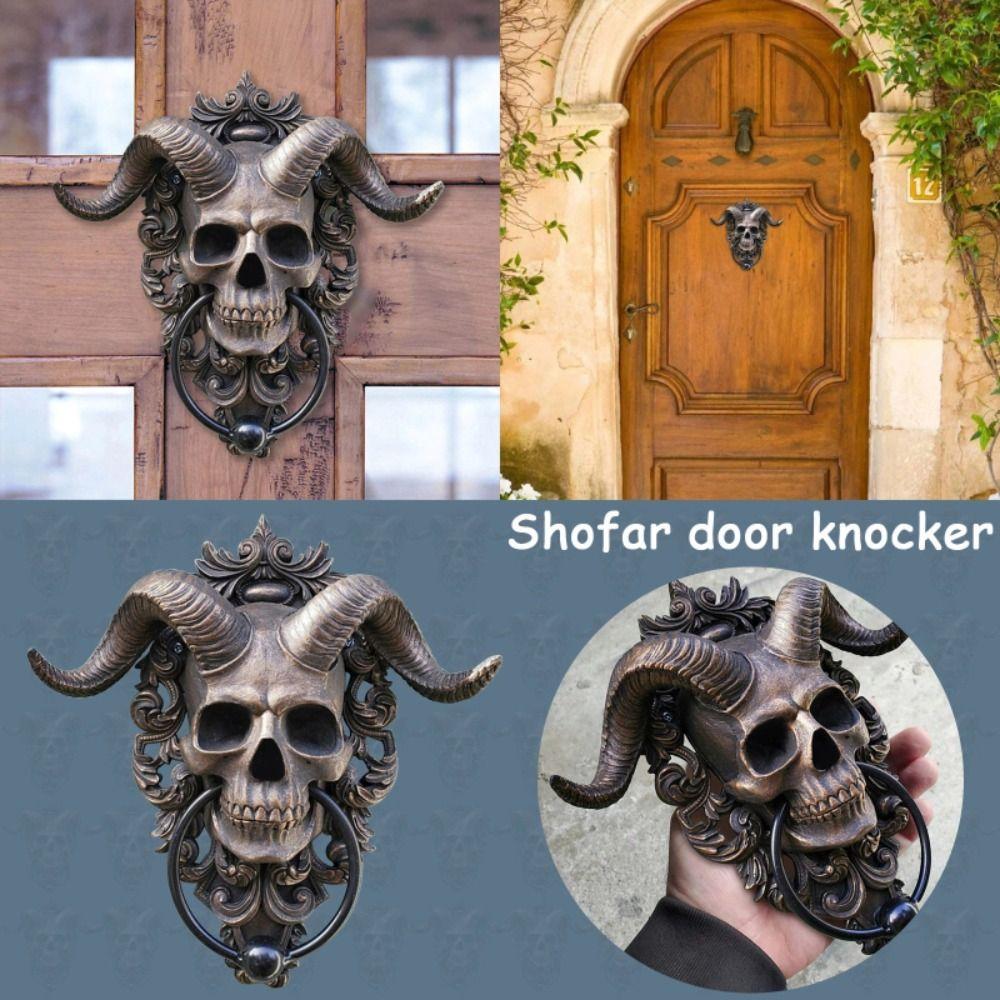 Punk Skull Door Knocker Sheep Head Devil Head Knocker Gothic Satan Door Hanging  Door Buckle