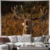 Majestic Stag Roaring in Autumn Forest Wall Tapestry Machine Washable All Season Decor Print Home Decoration Polyester Fabric