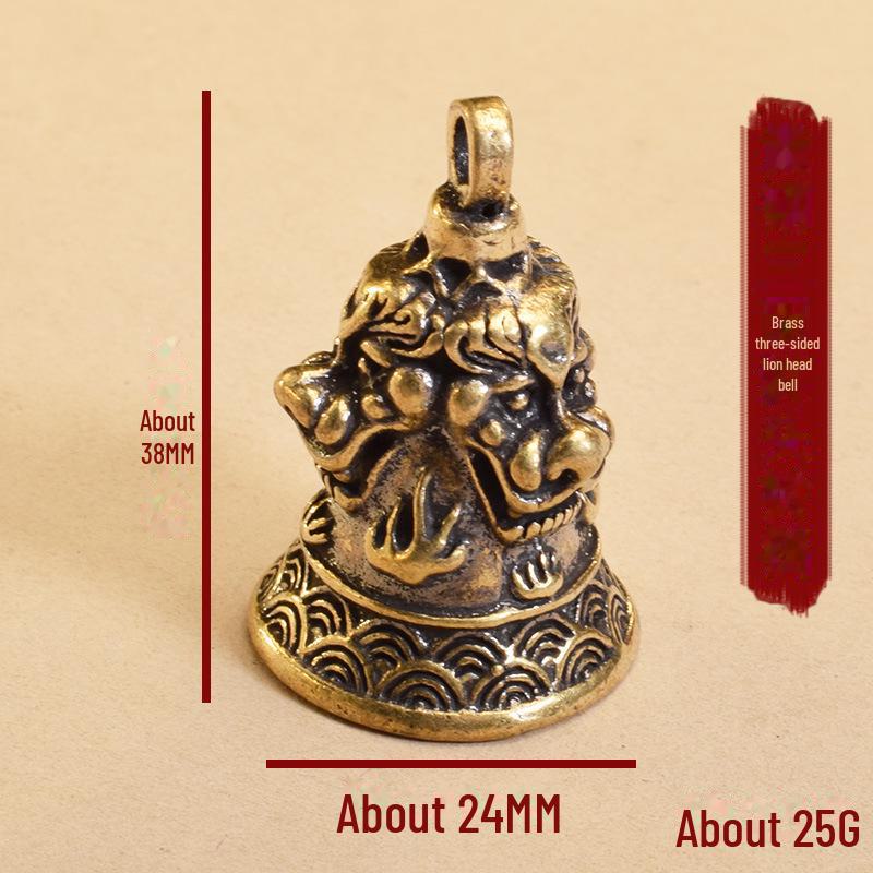 Брелок-подвеска в виде колокольчика Heart Sutra из латуни с дизайном в виде головы льва