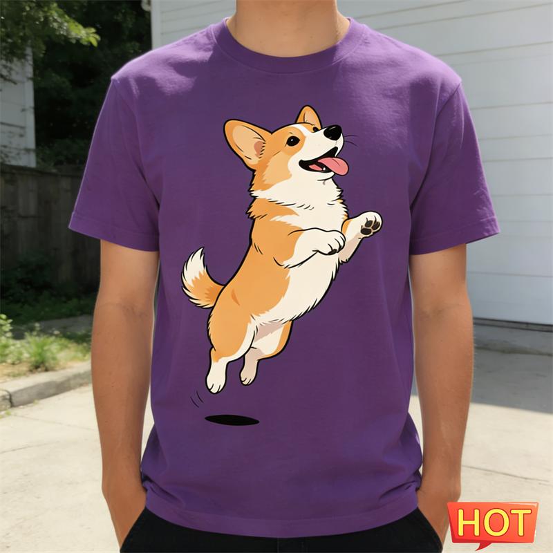 Funny Corgi Graphic Summer T Shirts For Men Fashion Cute Dog 3D Printed Crew Neck Tshirts Loose Streetwear Short Sleeve Tees
