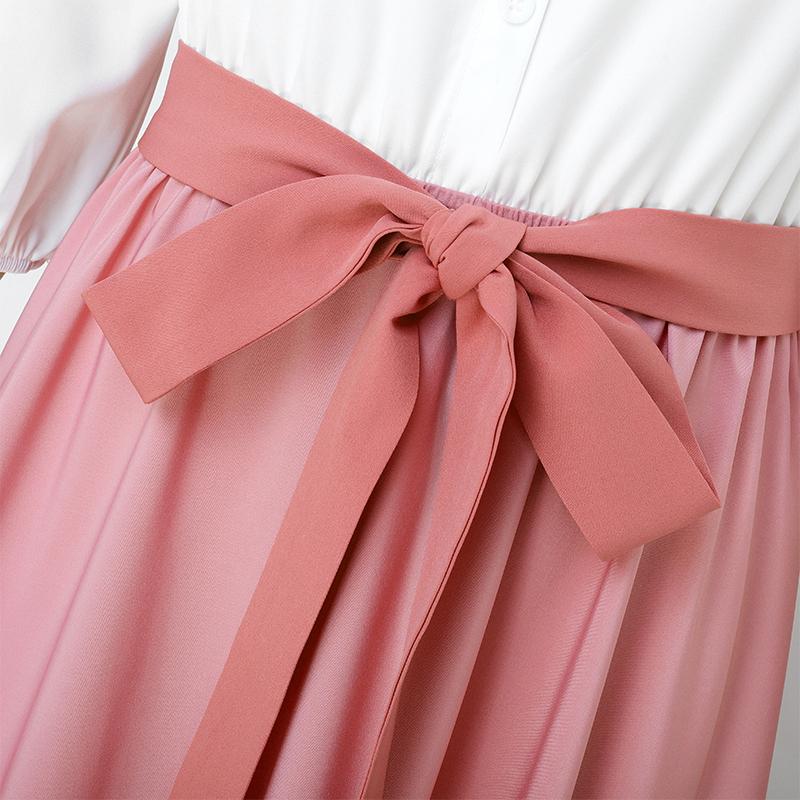 ZANZEA Women Vintage V-Neck 3/4 Sleeve Belt Waist A-Line Dresses