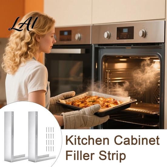 Stainless Steel Trim Kit 2PCS Microwave Install L to Kits Easy Shape Durable Oven Gap Filler Strip Sets Wear-resisting for Kitchen Countertop