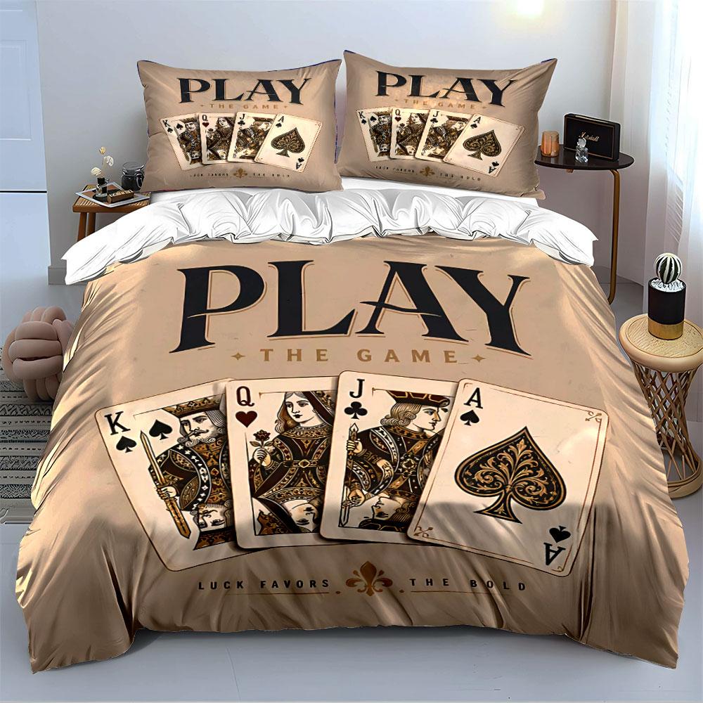 Playing Cards Vintage Design Bedding Duvet Cover Set Duvet Cover Pillowcases (1*Duvet Cover 2*Pillowcases, without duvet insert)