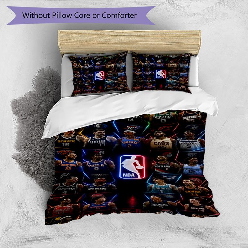 3pcs Duvet Cover Set (1*Duvet Cover + 2*Pillowcase, Without Core), NBA Print Bedding Set, Bedroom Decor, All‑Season, Birthday Gift