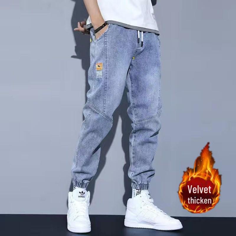 Мужские джинсы-шаровары из плотного бархата большого размера — большой размер, свободный крой, теплые повседневные брюки для осени и зимы