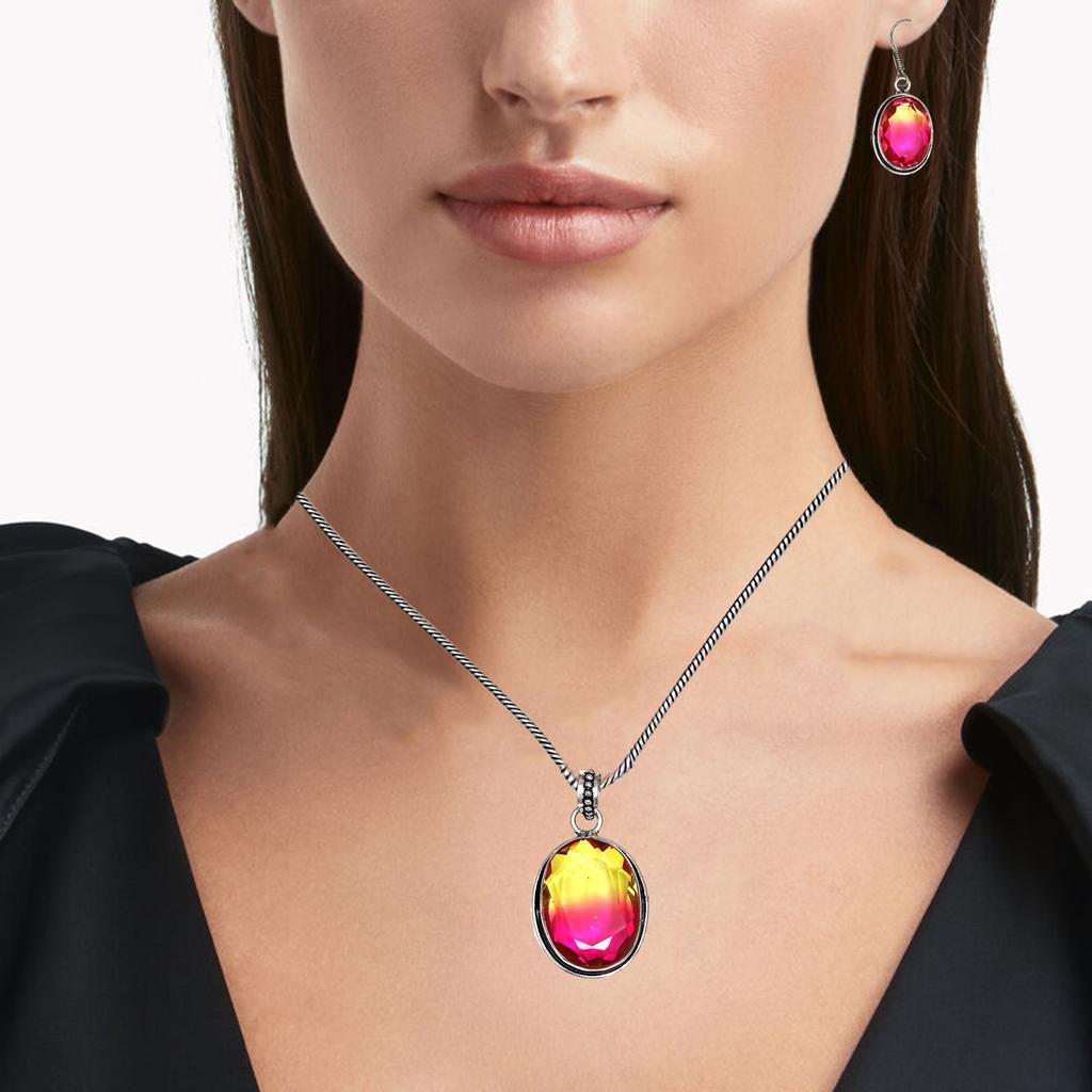 Tourmaline Set Gemstone Gift Wedding Party Bi-Color Pendant,Earring,Ring