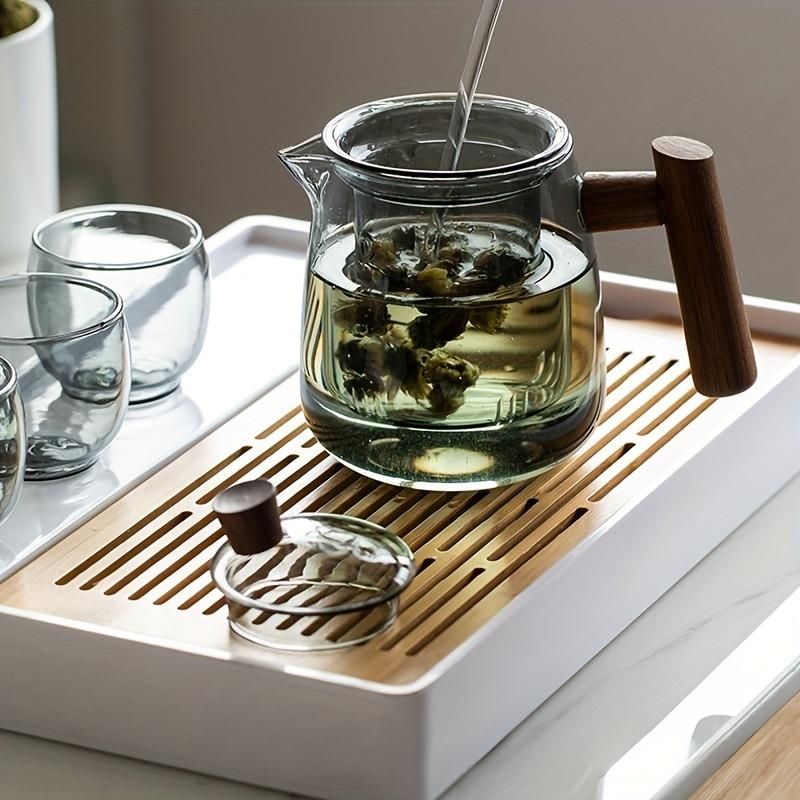 1 шт./1 комплект, стеклянный чайный сервиз, чайник, 530 мл/17,9 унций, чашка для чая, 90 мл/3 унции, чайник с деревянной ручкой, бытовой высокотемпературный чайник, чайник, идеально подходит для