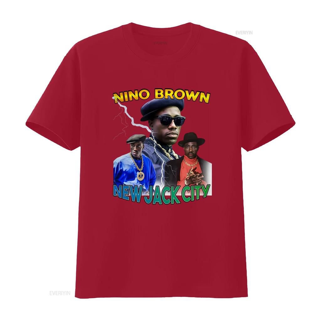 Vintage 90s Hip Hop Nino Brown New Jack City Print Casual Streetwear T Shirt Vintage Washed Versatile Soft Comfortable Stylish
