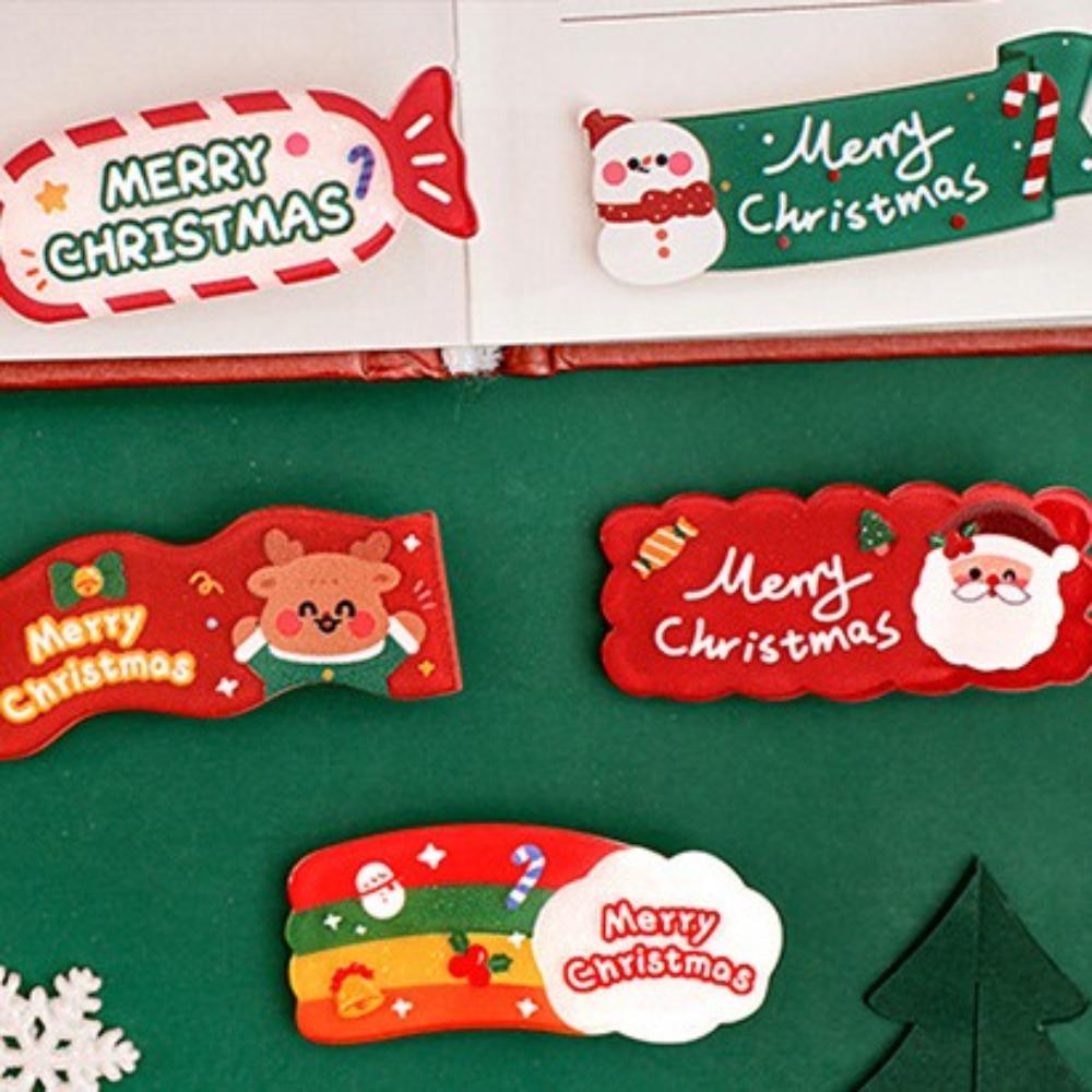 Cartoon Snowman Side Clip Elk Christmas Hair Clip Kawali Acrylic Hair Clip  Daily