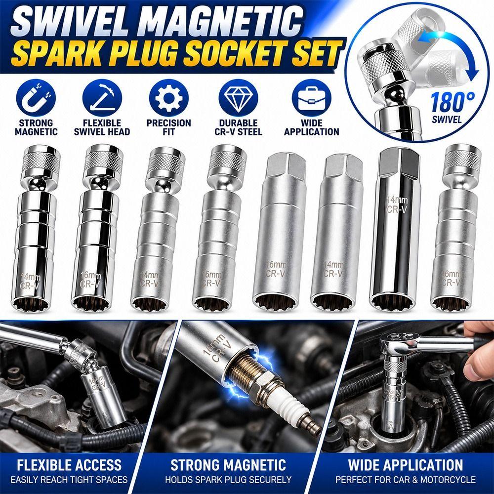 Magnetic Retainer Spark Plug Removal Tool Universal Swivel Garage Tool Engine Service