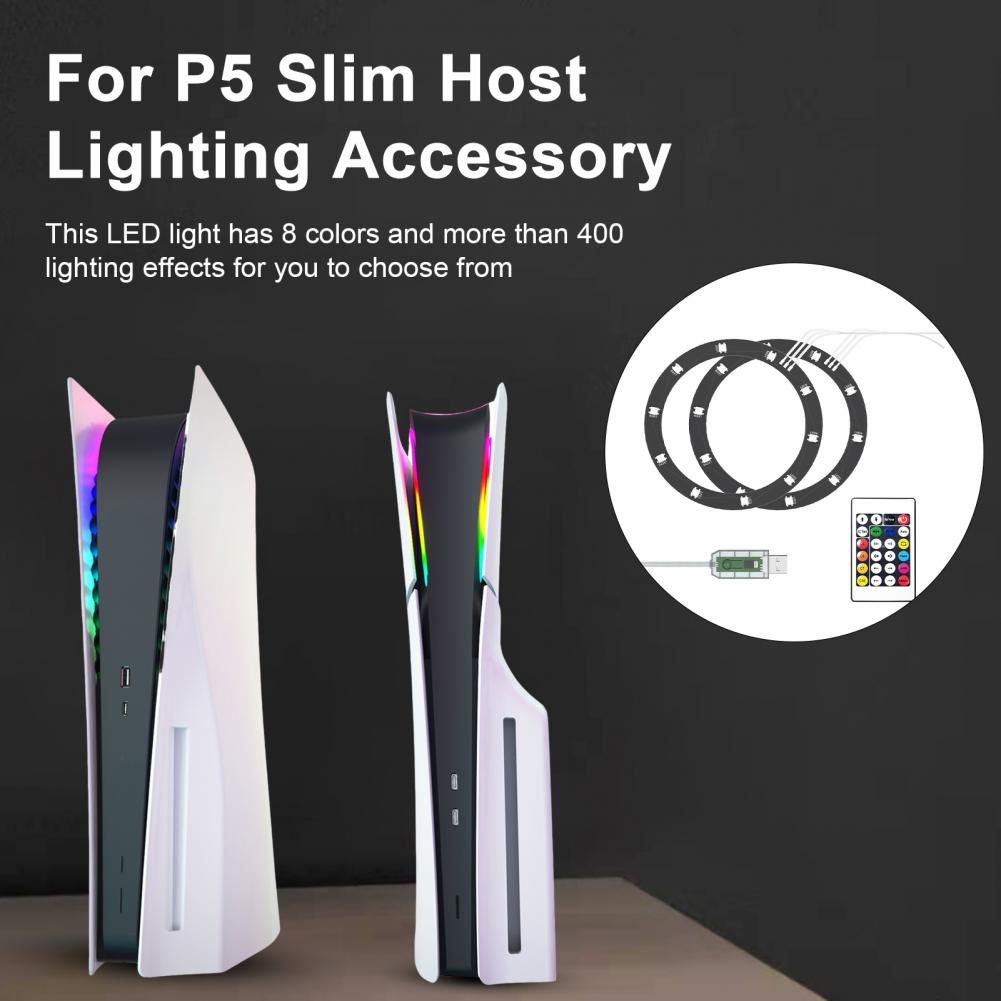 RGB светодиодная лента для PS5 Slim (дисковая и цифровая версии) 8 цветов 400 эффектов Гибкое кольцо с изменяемым цветом для игровой консоли