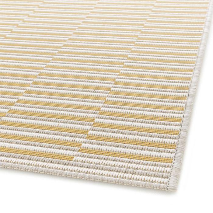 Tapis extérieur intérieur motif géométrique tissé jaune 200x290