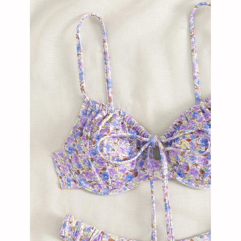 Двухсекционный купальник бикини женский купальник пуш-ап купальный костюм сексуальные бикини комплекты купальники принт пляжная одежда однотонные бикини