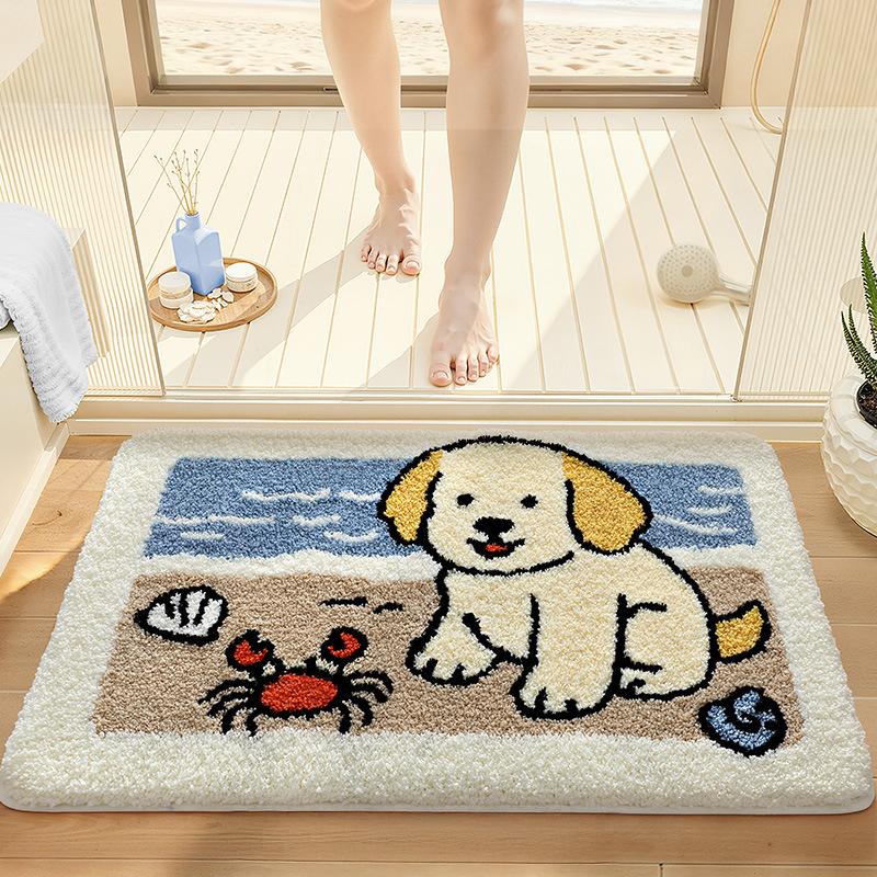 Absorbent Bathroom Rug Non Slip Quick Drying Flannel Floor Mat Anti-Skid Bath Carpet for Home Toilet Bathtub Shower Accessories