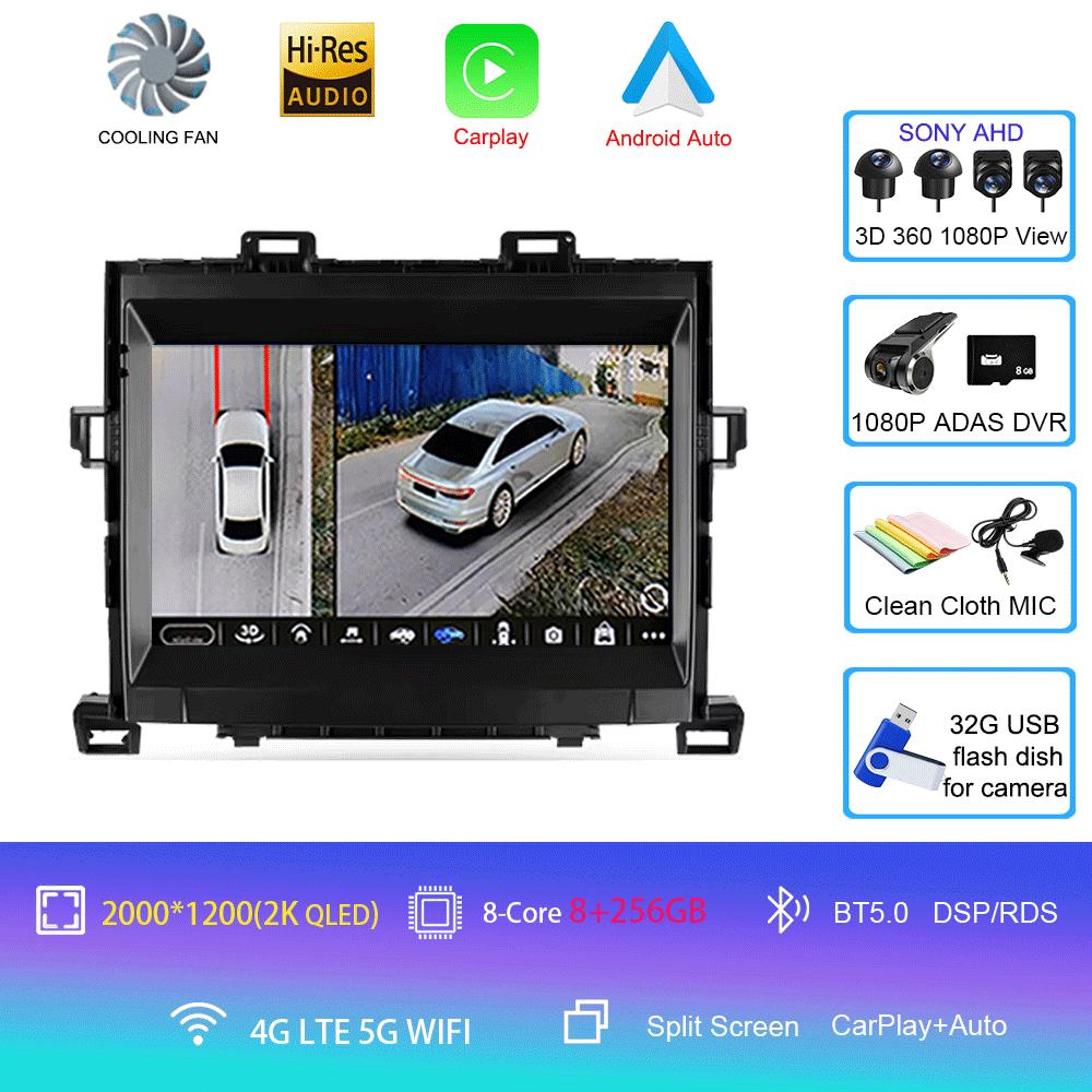 Для Toyota Alphard H20 2008-2014 автомобильный радиоприемник Android 14 Carplay автомультимедийный плеер WIFI+4G DSP автомагнитола стерео 2din головное устройство