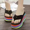 Fashion Beach Shoes Ladies' Slippers On A Wedge Women Heels Multicolored Sandals Gingham Rubber Flip Flops Luxury Slides Sabot High Flat