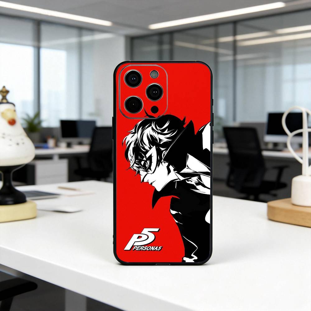 P-Persona 5 COOL Anime Phone Case For iPhone 17, 16,15,14,13,12,11 Plus,Pro Max, Others Soft Black Cover