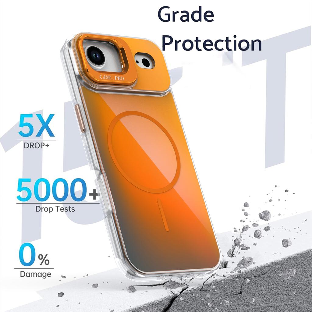 Fit iPhone 17 Air Clear Gradient Magnetic Phone Case, Compatible MagSafe Shockproof Protection Stand Cover For iPhone 17 Air