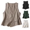 Женский жилет без рукавов с тонкими секциями, V-образным вырезом, весна, лето и осень, большой размер, тонкий срез, хлопок, лен, верхняя одежда, жилет