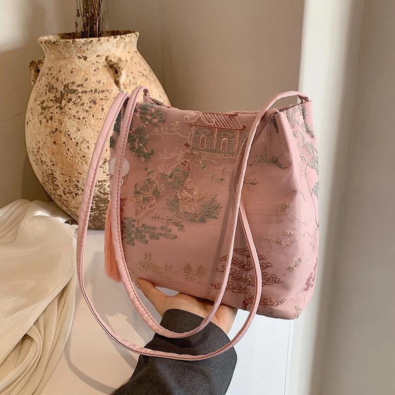 Женская сумка через плечо в китайском стиле из шелка и жаккарда, простая мода, высокое качество