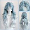 WTB Synthetic Wig Female Glacier Blue Gradient Light Gray Long Hair Lolita Hand-woven Lace Wool Long Curly Hair Cos Party Wig