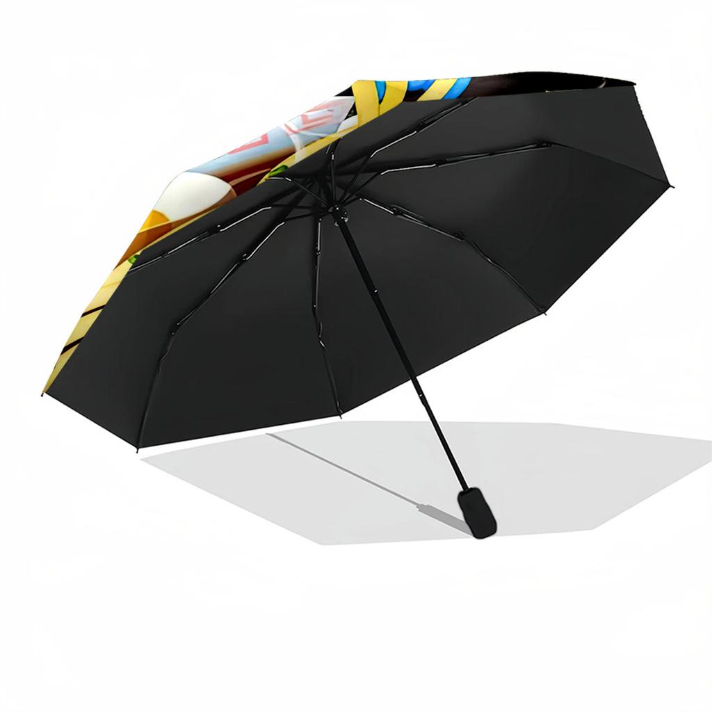 Panda Chef Cooking Game Automatic Umbrella with 8-Rib Compact Design All-Season Travel Compact Folding Umbrella Best for Christmas