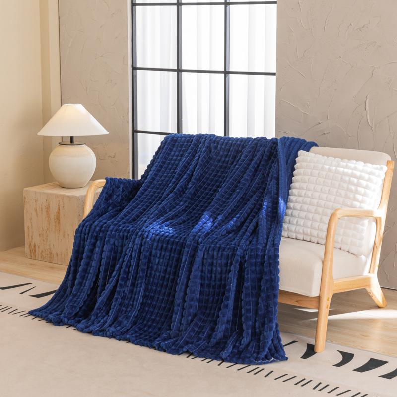 New Luxury Jacquard Taffy Fleece Blanket Solid Color Multi Use Throw for Sofa Office Nap  Air Conditioning