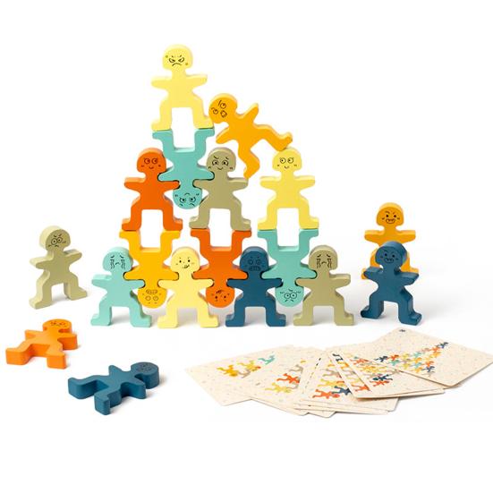 1 набор деревянных блоков для игры в наложение кубиков, игра-головоломка «Животное», «Мини-человек», игра-баланс, для дошкольников, мальчиков и девочек