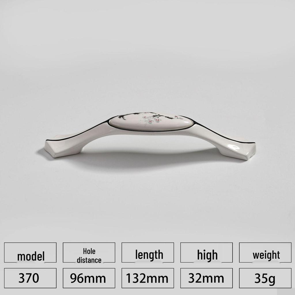 European Style Black & White Plum Blossom Ceramic Cabinet Handle