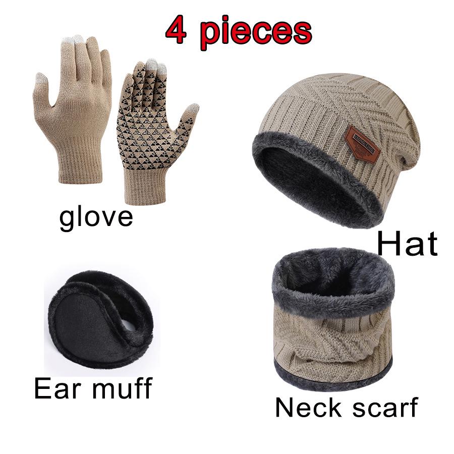 Knitted Woolen Winter Hat, Scarf & Touchscreen Gloves Set