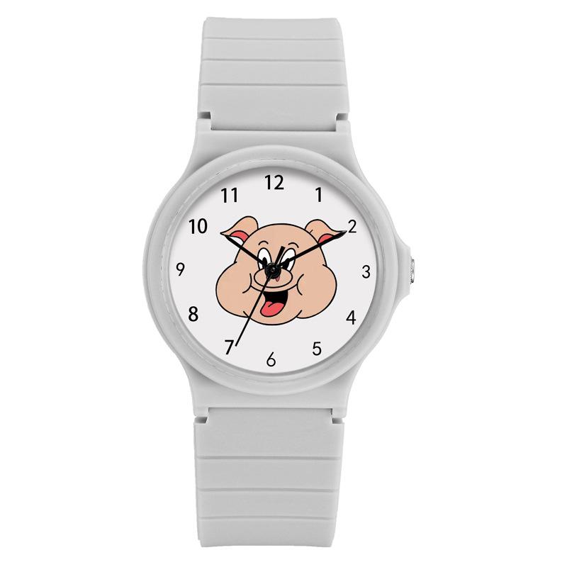 Cartoon Pink Pig Head Piglet Watch Movie Student Waterproof Silicone Quartz Watch