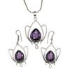 Комплект аметистовых подвесок, серьги для девочек, ожерелье из стерлингового серебра